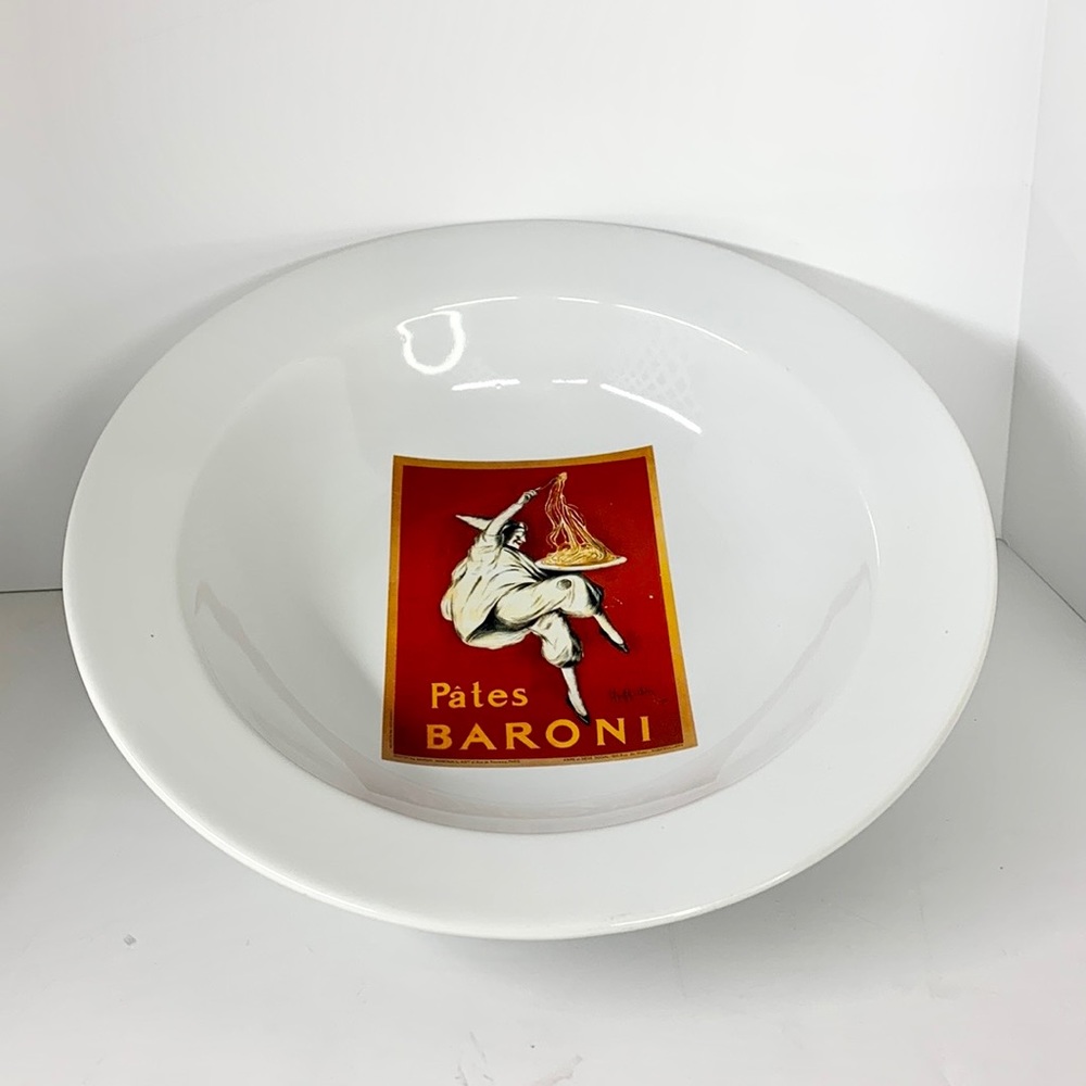 XXL Pottery Barn - 2002 Vintage Poster Pasta Serving Bowl - 13 1/4" Pates Baroni
